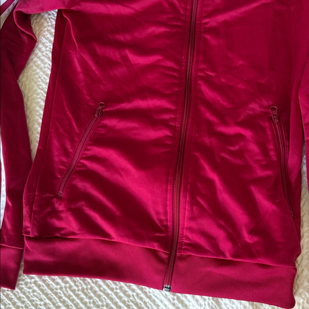 Adidas Kids Magenta Jacket with White Stripes - Picture 4 of 5